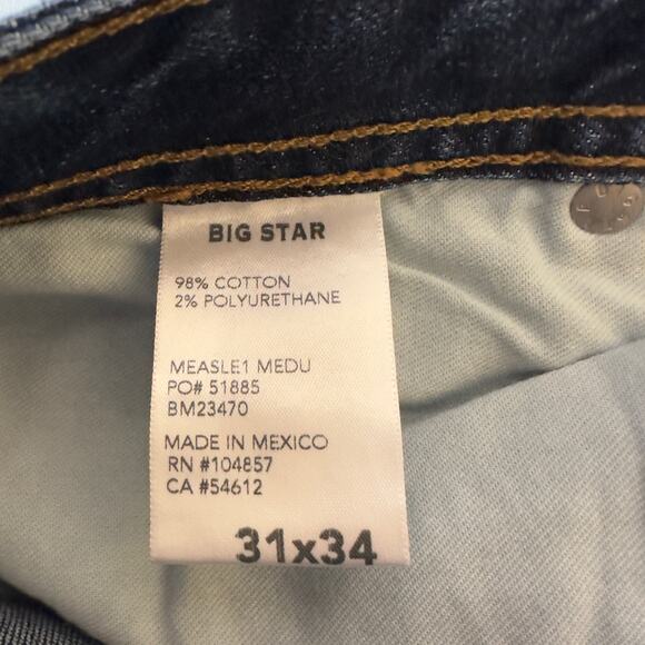 NWT Big Star Men’s B-Type III Easy Denim Jeans Size 31x34 Straight Leg Blue - Picture 7 of 8